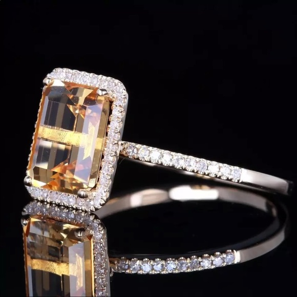 New Luxury 925 Silver Beautiful Women’s Citrine Ring - Picture 4 of 6